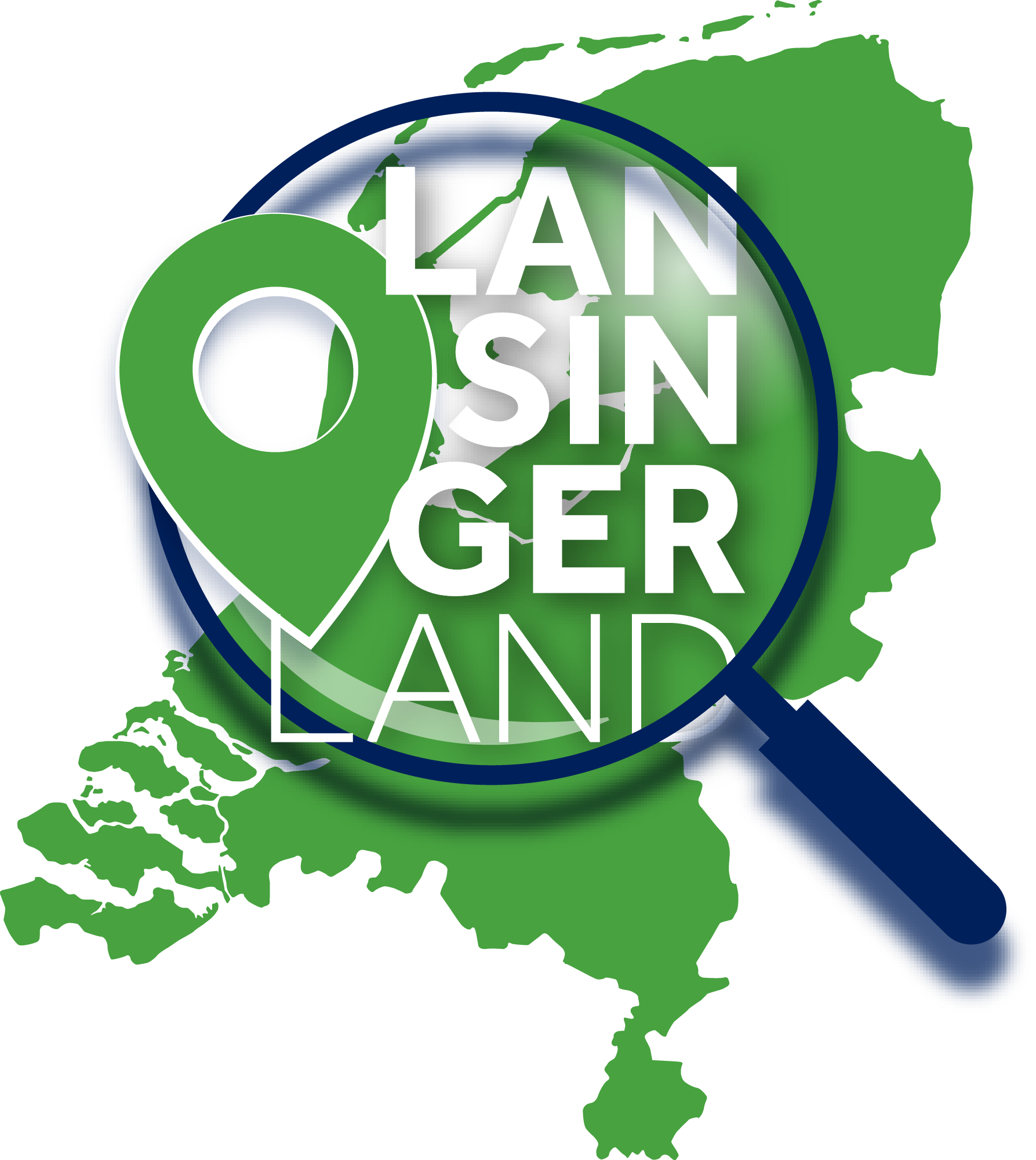 Kaart van Nederland met vergrootglas op Lansingerland